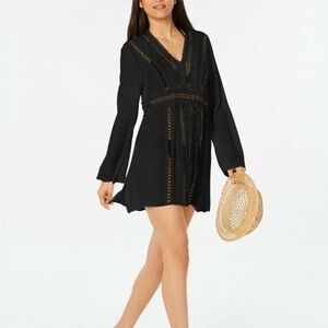 Raviya Black Crochet V-Neck Cover-Up